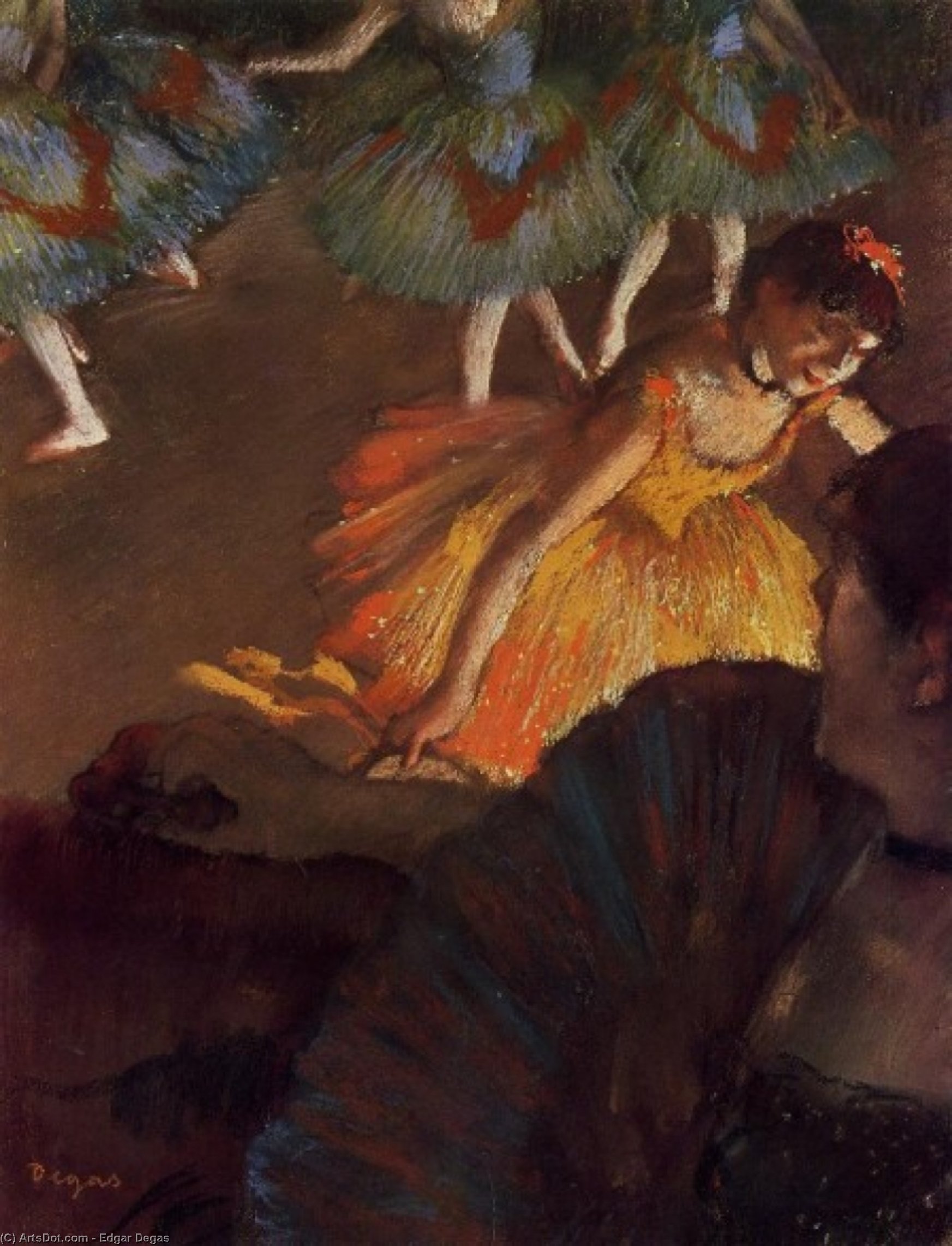 Wikioo.org - The Encyclopedia of Fine Arts - Painting, Artwork by Edgar Degas - Ballerina and Lady with a Fan