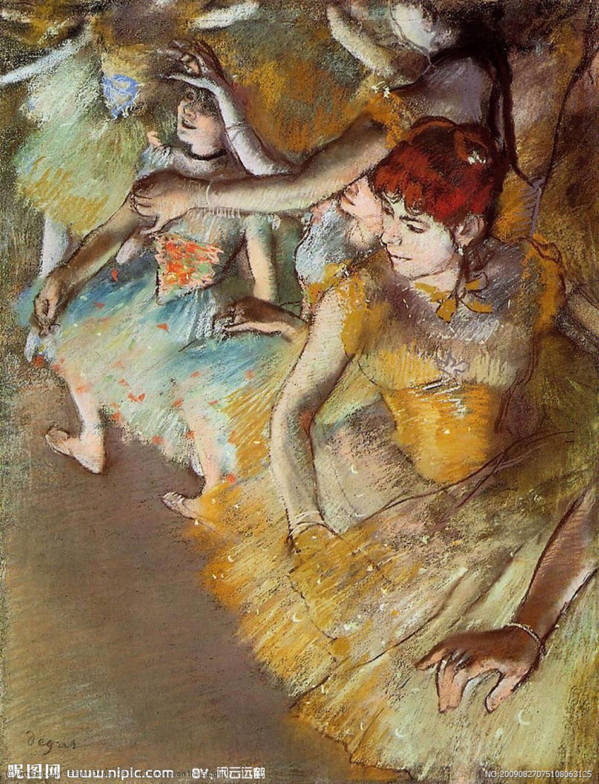 WikiOO.org - Енциклопедия за изящни изкуства - Живопис, Произведения на изкуството Edgar Degas - Ballet Dancers on the Stage