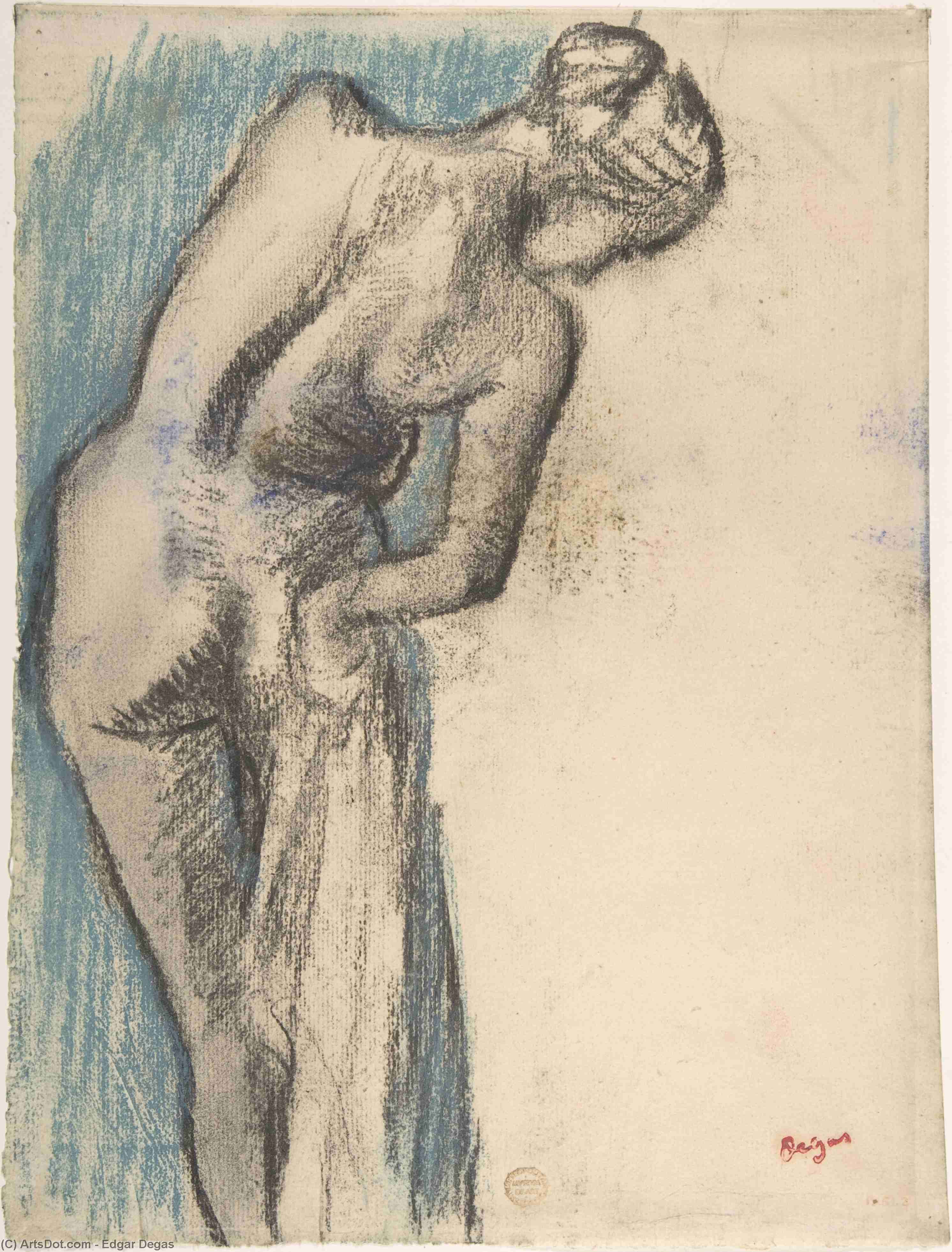 Wikoo.org - موسوعة الفنون الجميلة - اللوحة، العمل الفني Edgar Degas - Bather Drying Herself