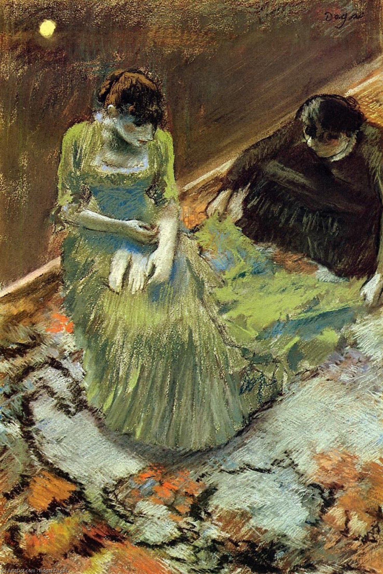 WikiOO.org - Encyclopedia of Fine Arts - Målning, konstverk Edgar Degas - Before the Curtain Call