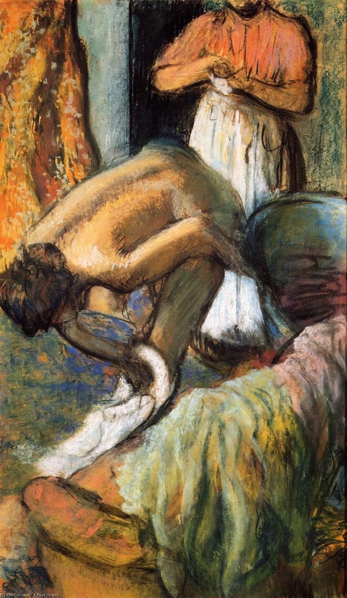 WikiOO.org – 美術百科全書 - 繪畫，作品 Edgar Degas - 早餐 后  的  浴  2