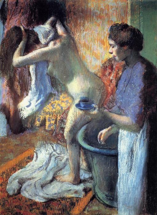 Wikioo.org – La Enciclopedia de las Bellas Artes - Pintura, Obras de arte de Edgar Degas - desayuno después de baño