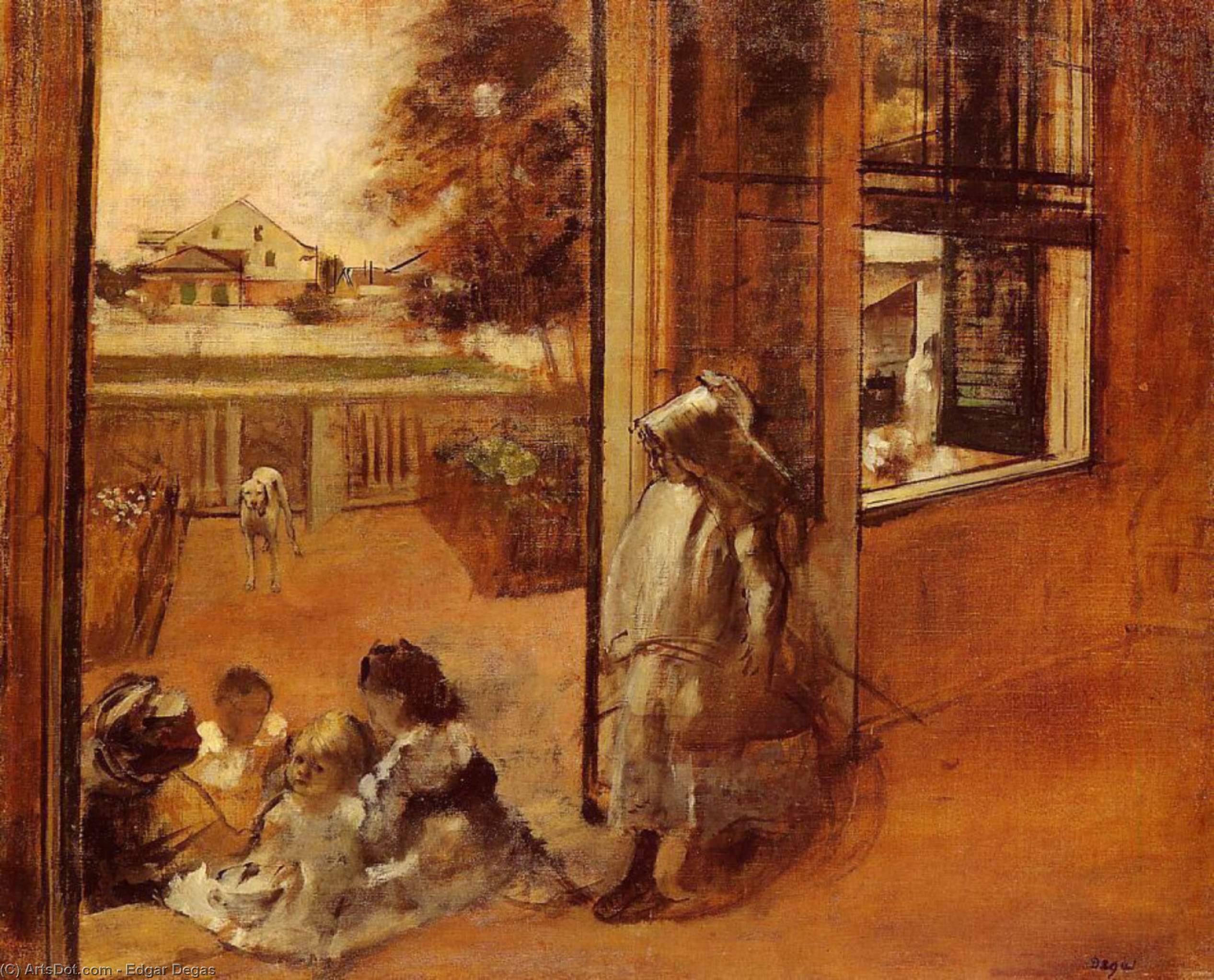 WikiOO.org – 美術百科全書 - 繪畫，作品 Edgar Degas - 对家门口的孩子