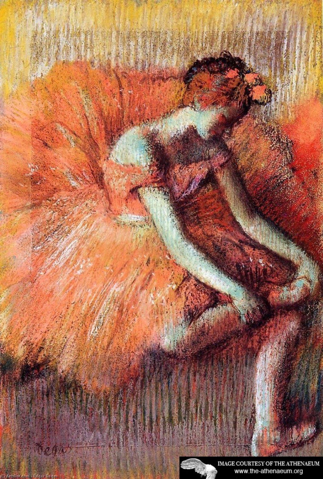 Wikioo.org - The Encyclopedia of Fine Arts - Painting, Artwork by Edgar Degas - Dancer Adjusting Her Sandel
