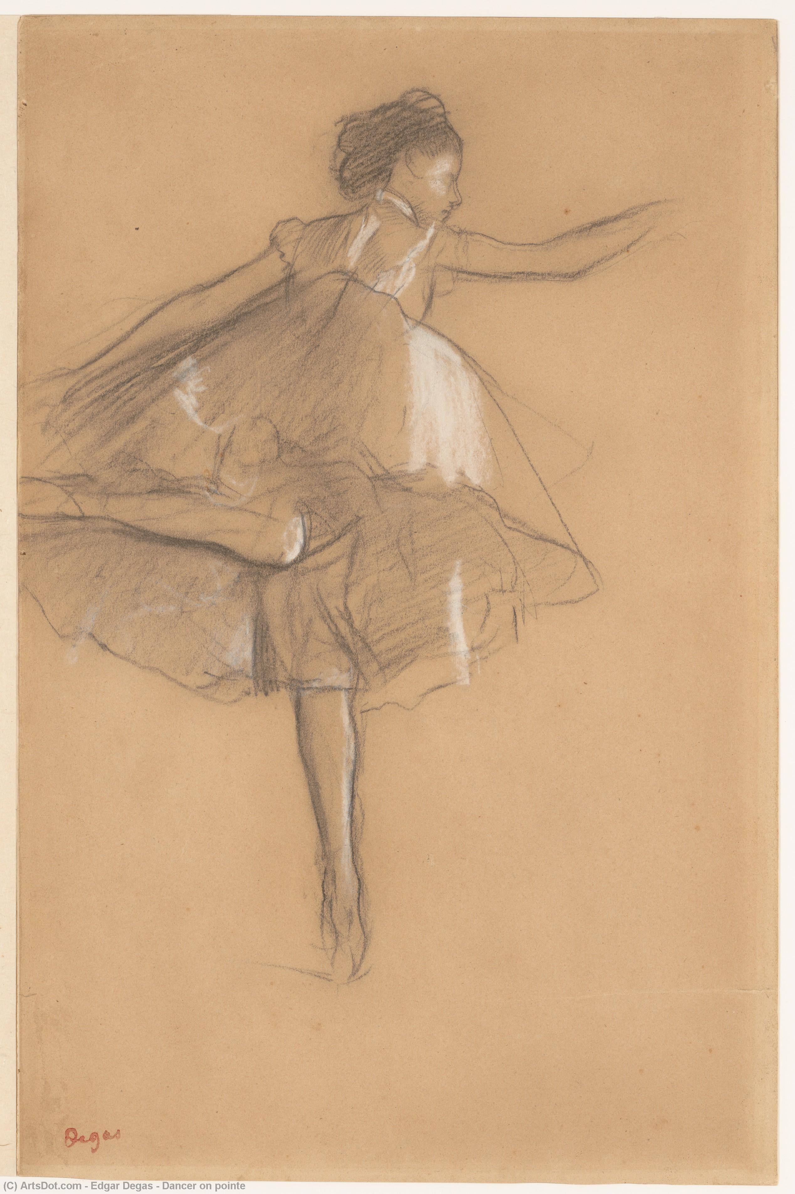 Wikioo.org – La Enciclopedia de las Bellas Artes - Pintura, Obras de arte de Edgar Degas - Bailarín en pointe