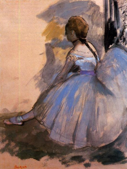 Wikioo.org - The Encyclopedia of Fine Arts - Painting, Artwork by Edgar Degas - Dancer Seated (study)