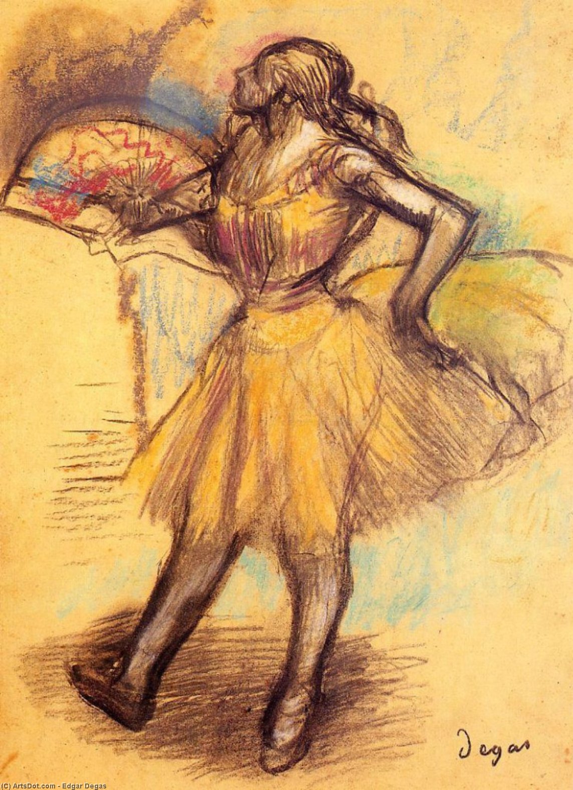 WikiOO.org - Encyclopedia of Fine Arts - Lukisan, Artwork Edgar Degas - Dancer with a Fan (study)