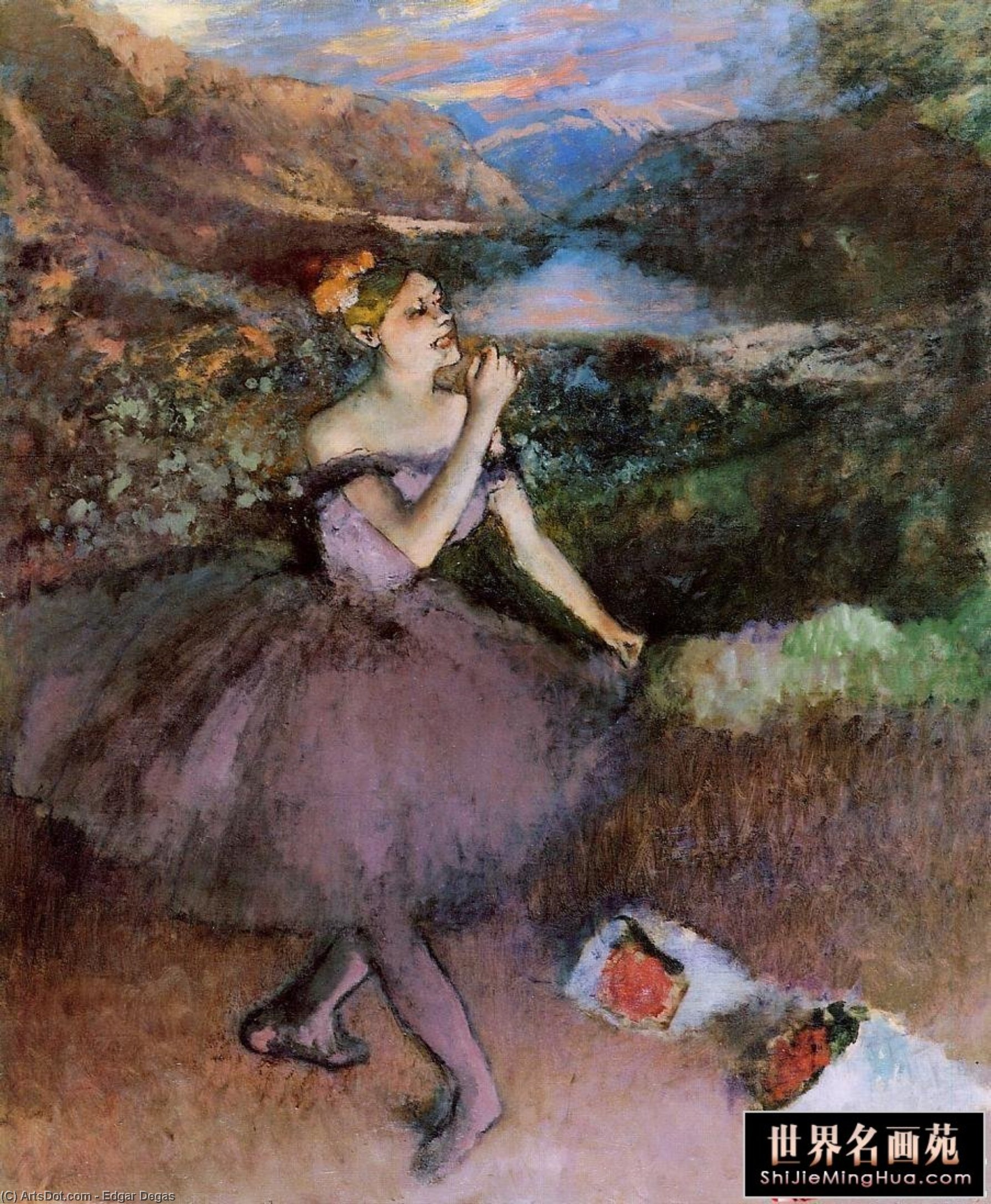 Wikioo.org - The Encyclopedia of Fine Arts - Painting, Artwork by Edgar Degas - Dancer with Bouquets
