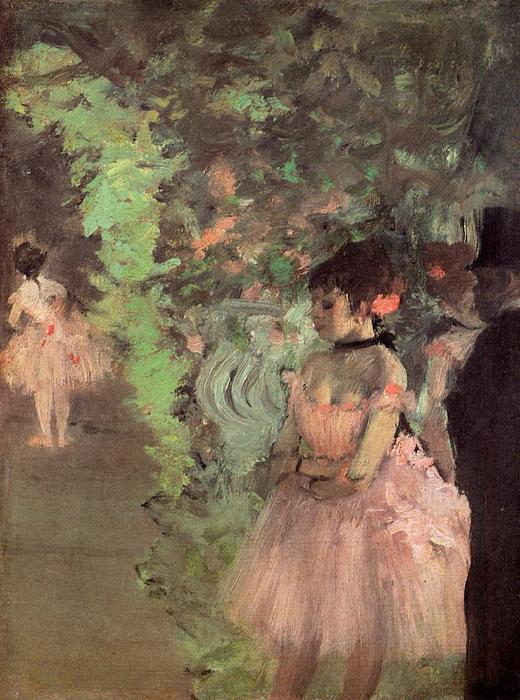 Wikioo.org – La Enciclopedia de las Bellas Artes - Pintura, Obras de arte de Edgar Degas - Bailarines Backstage