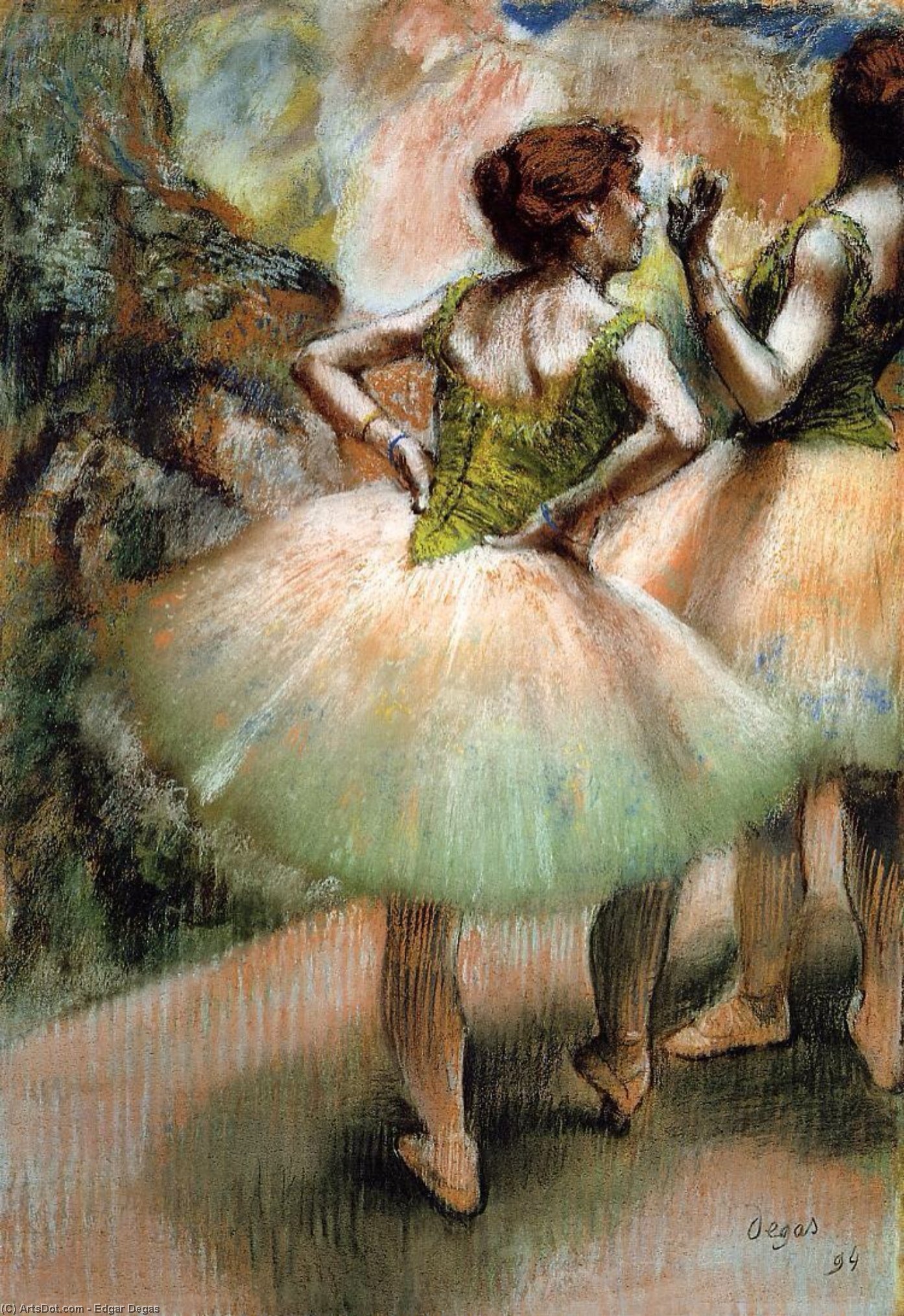 Wikioo.org - The Encyclopedia of Fine Arts - Painting, Artwork by Edgar Degas - Dancers, Pink and Green 1