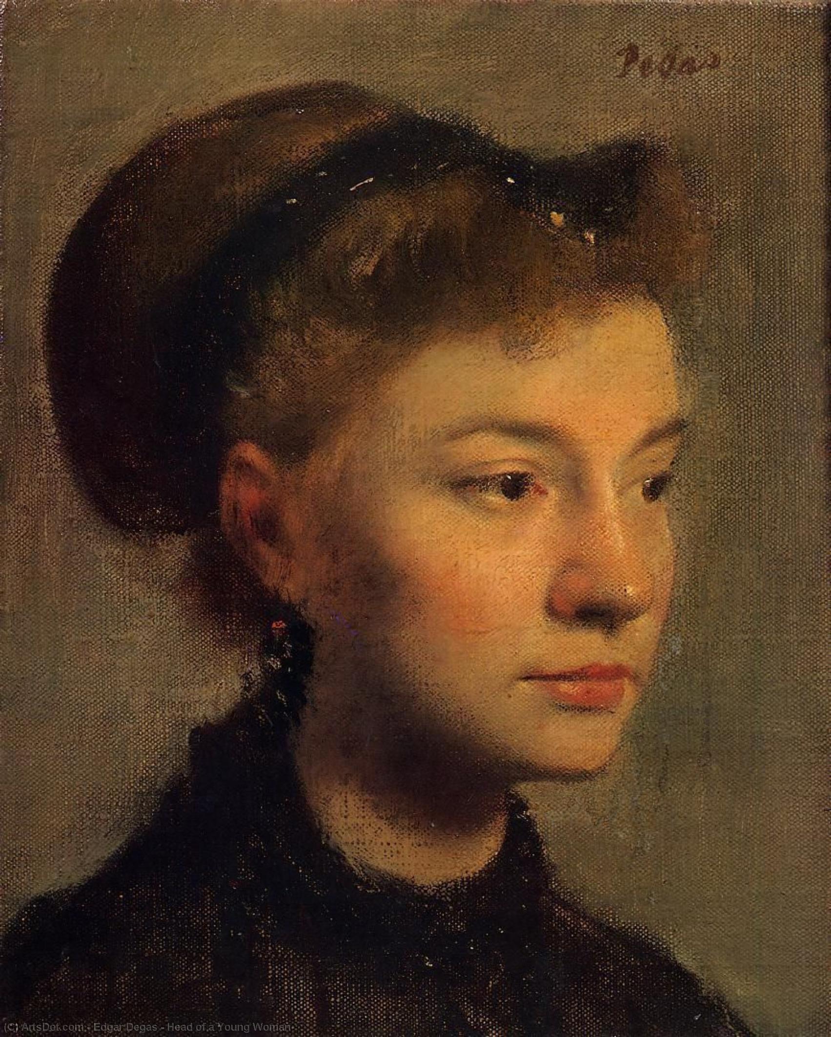 Wikioo.org - The Encyclopedia of Fine Arts - Painting, Artwork by Edgar Degas - Head of a Young Woman