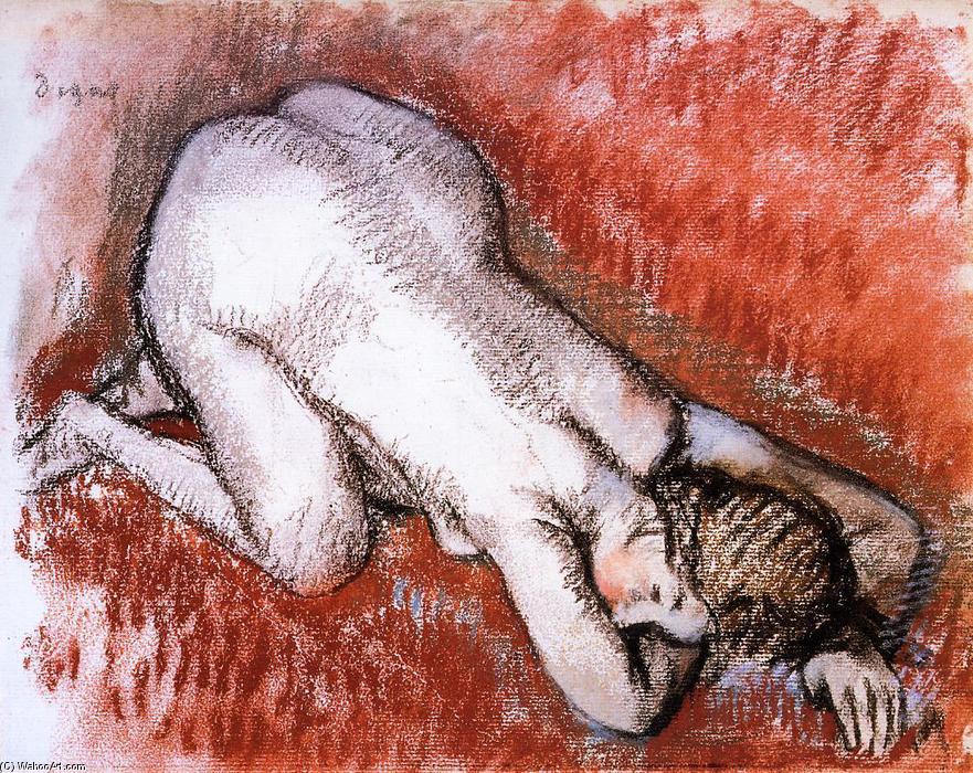 WikiOO.org - Enciklopedija likovnih umjetnosti - Slikarstvo, umjetnička djela Edgar Degas - Kneeling Nude