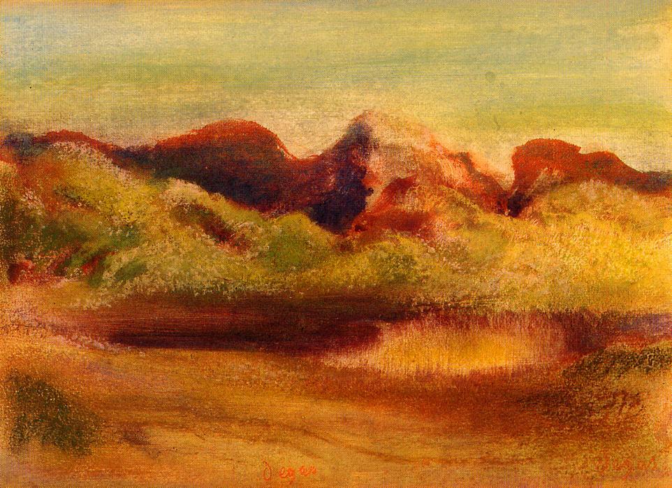 Wikioo.org - Bách khoa toàn thư về mỹ thuật - Vẽ tranh, Tác phẩm nghệ thuật Edgar Degas - Lake and Mountains