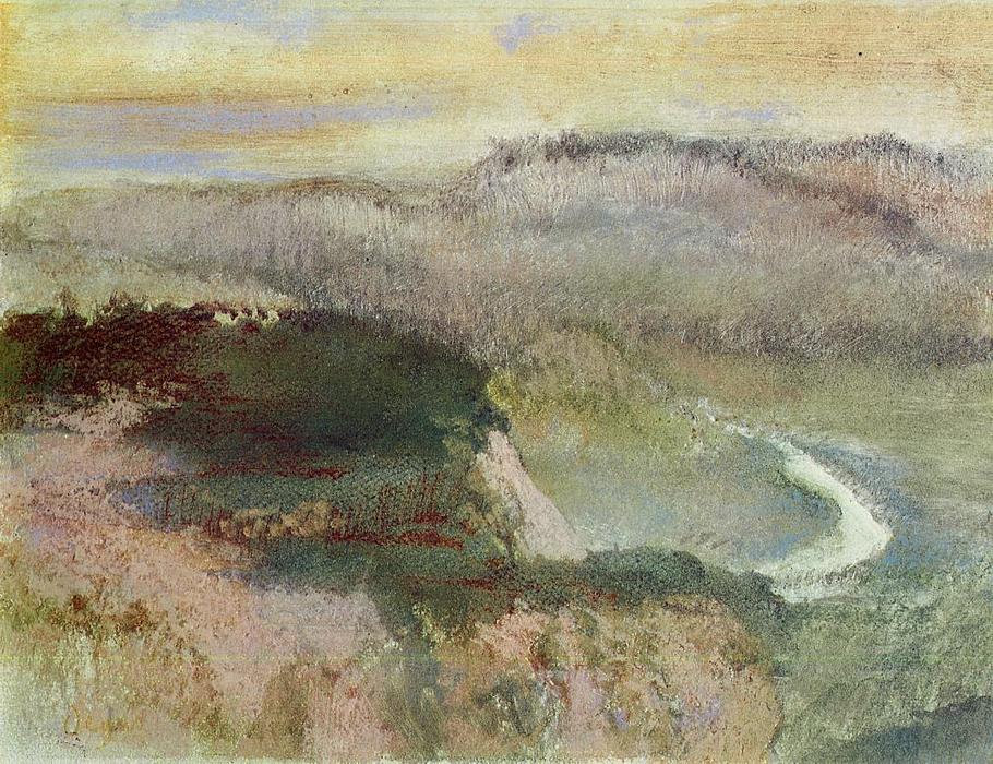 Wikioo.org – L'Enciclopedia delle Belle Arti - Pittura, Opere di Edgar Degas - paesaggio con colline