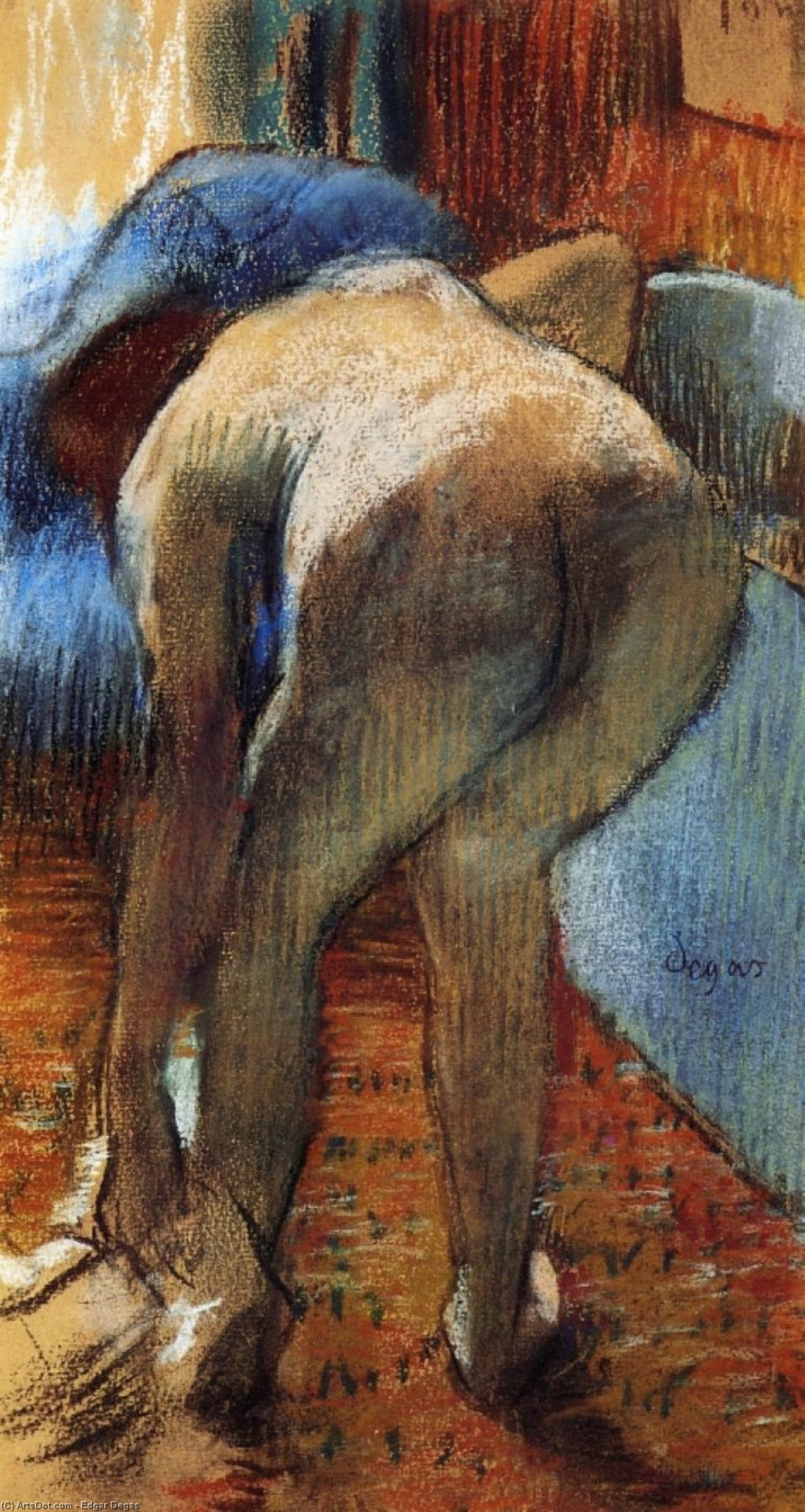 Wikioo.org – La Enciclopedia de las Bellas Artes - Pintura, Obras de arte de Edgar Degas - Saliendo del Baño 1