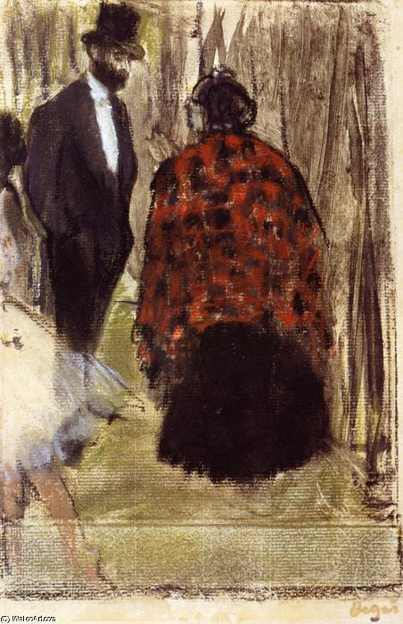 Wikioo.org - The Encyclopedia of Fine Arts - Painting, Artwork by Edgar Degas - Ludovic Halevy Speaking with Madame Cardinal