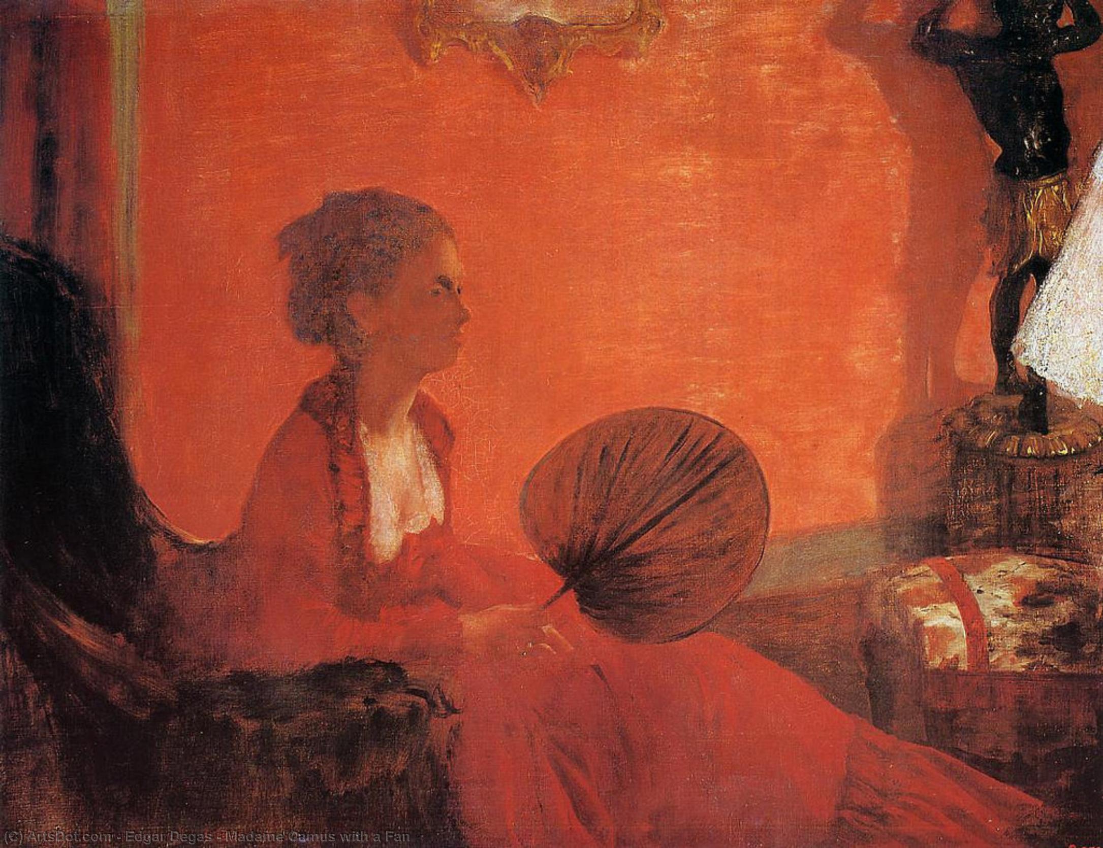 WikiOO.org - Enciklopedija dailės - Tapyba, meno kuriniai Edgar Degas - Madame Camus with a Fan