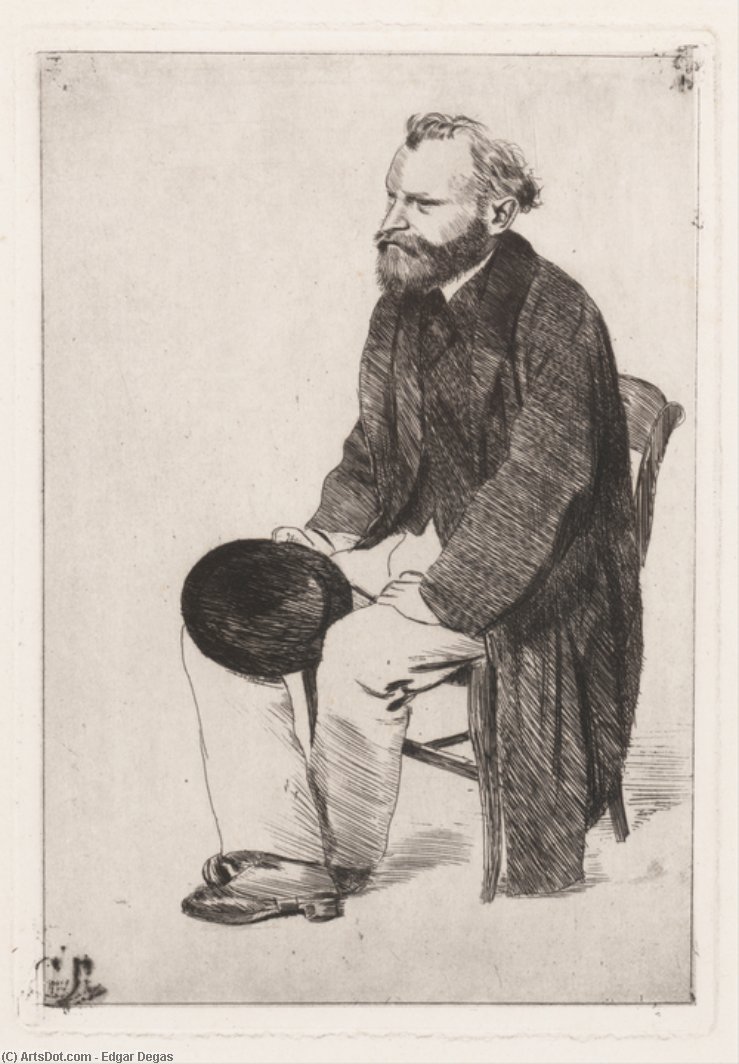 WikiOO.org - Енциклопедия за изящни изкуства - Живопис, Произведения на изкуството Edgar Degas - Manet Seated, Turned to the Left
