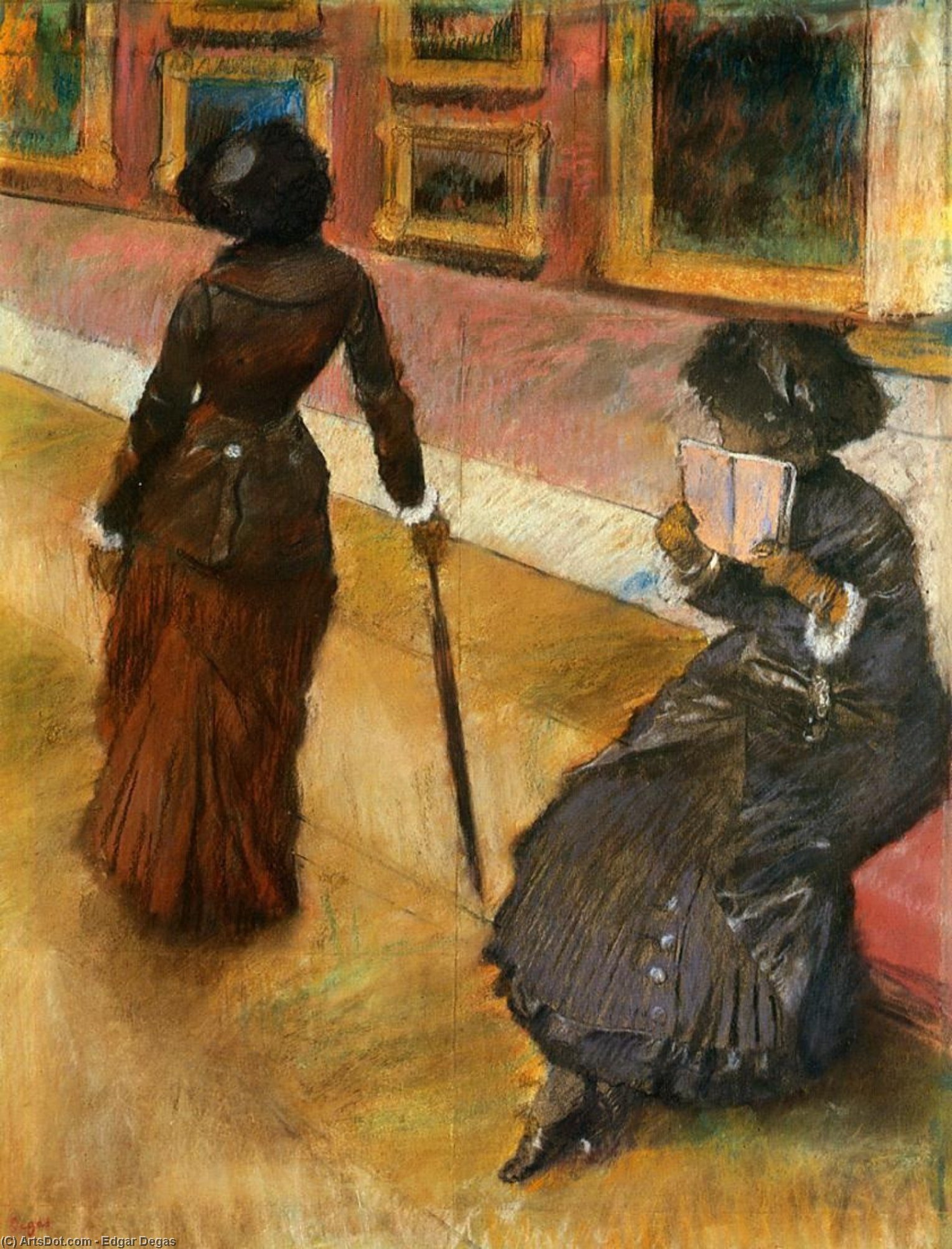 Wikioo.org - The Encyclopedia of Fine Arts - Painting, Artwork by Edgar Degas - Mary Cassatt at the Louvre