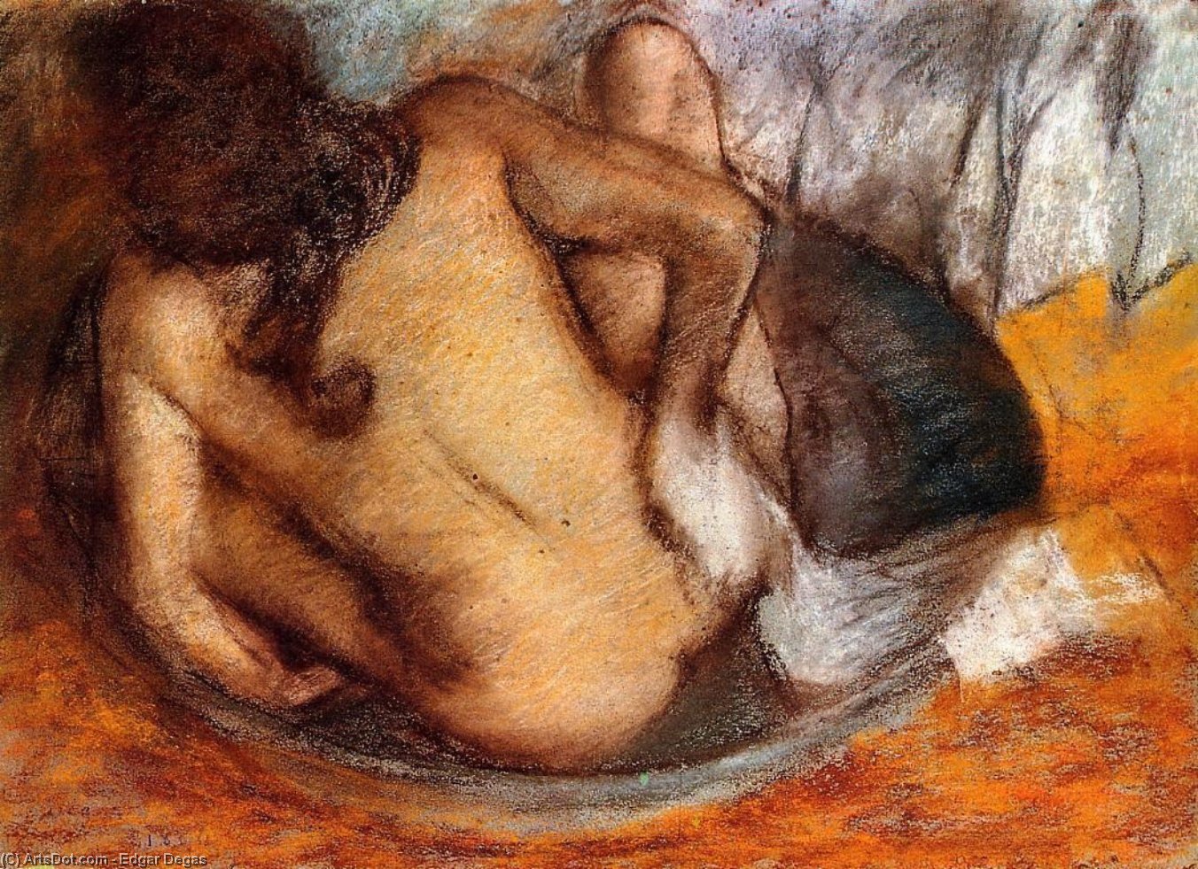 Wikoo.org - موسوعة الفنون الجميلة - اللوحة، العمل الفني Edgar Degas - Nude in a Tub