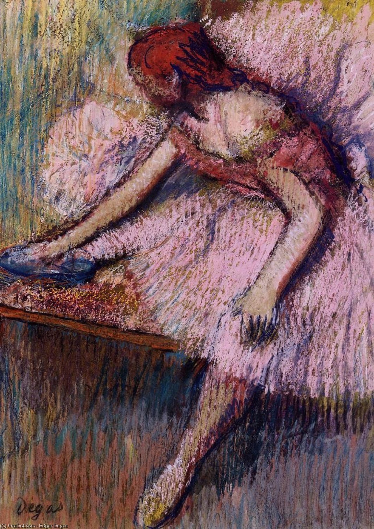 WikiOO.org - Encyclopedia of Fine Arts - Maalaus, taideteos Edgar Degas - Pink Dancer 1