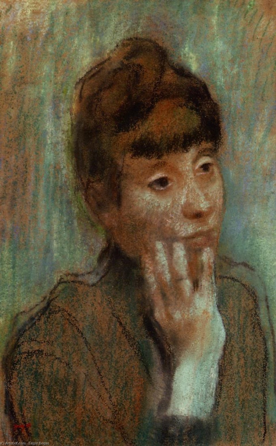 Wikioo.org – L'Enciclopedia delle Belle Arti - Pittura, Opere di Edgar Degas - Ritratto di donna indossare  Un  Verde  camicetta