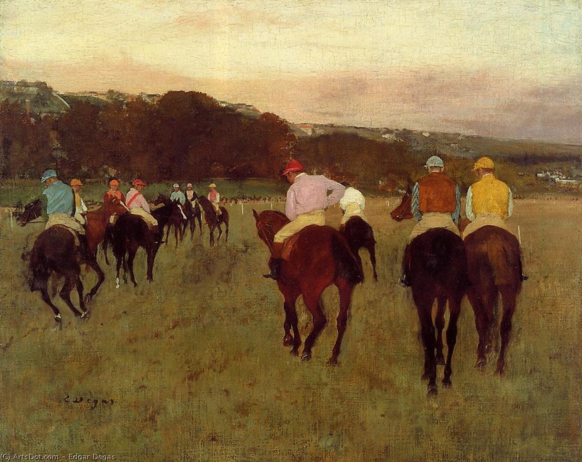 WikiOO.org - Enciclopédia das Belas Artes - Pintura, Arte por Edgar Degas - Racehorses at Longchamp 1