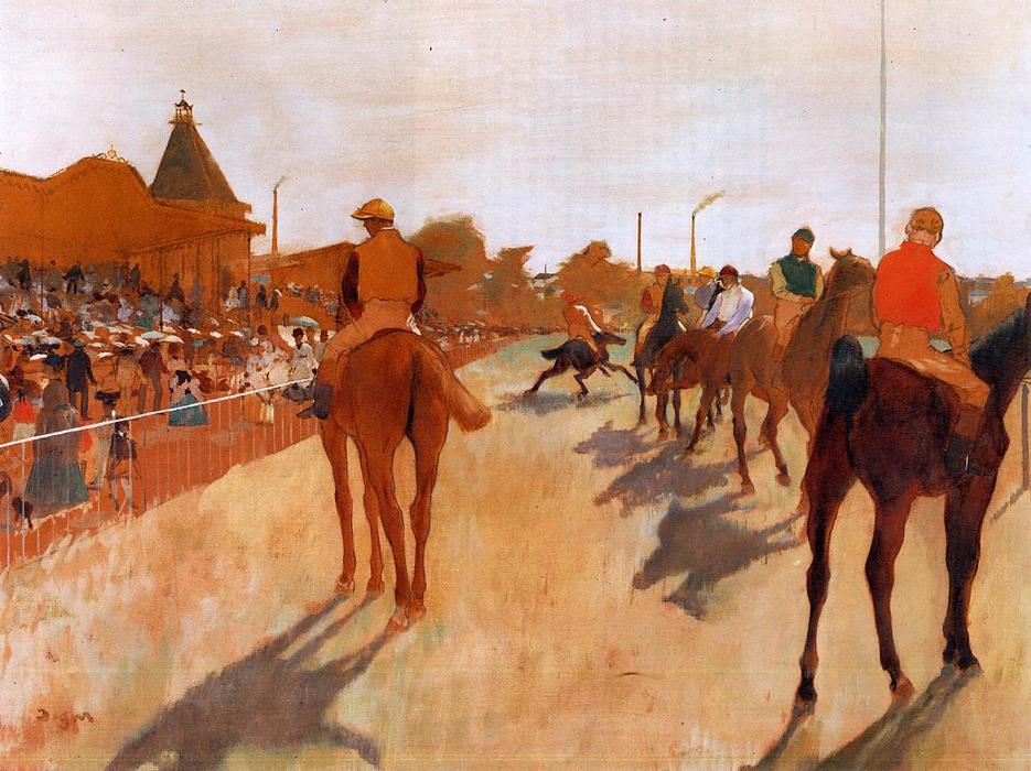 Wikioo.org - The Encyclopedia of Fine Arts - Painting, Artwork by Edgar Degas - Racehorses before the Stands