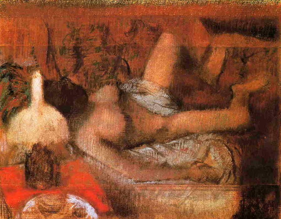 Wikioo.org - Bách khoa toàn thư về mỹ thuật - Vẽ tranh, Tác phẩm nghệ thuật Edgar Degas - Reclining Nude