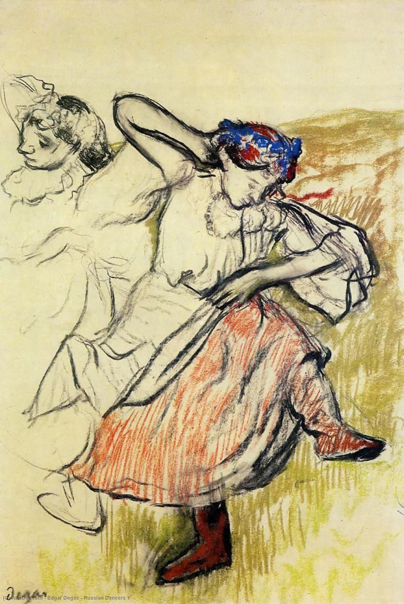 WikiOO.org - Енциклопедия за изящни изкуства - Живопис, Произведения на изкуството Edgar Degas - Russian Dancers 1