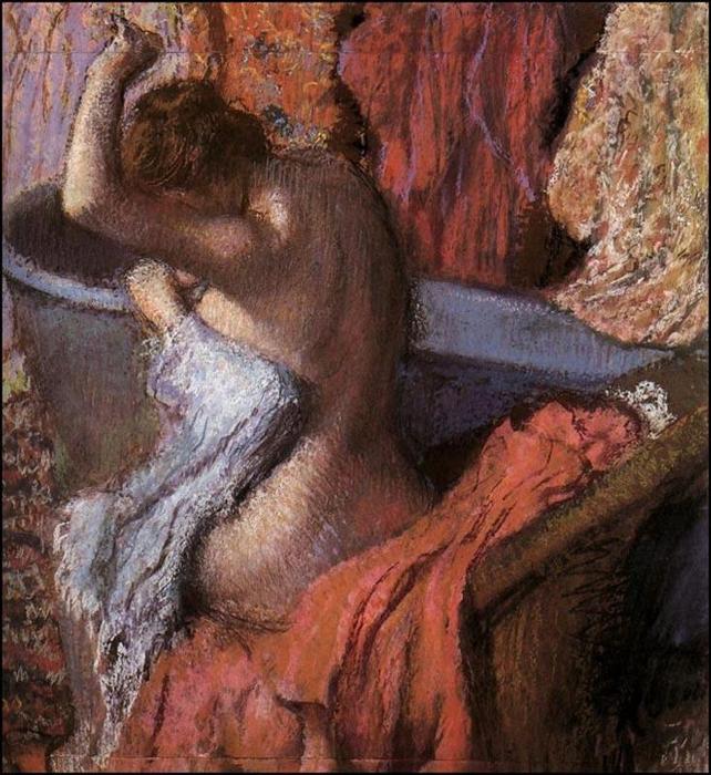Wikioo.org - The Encyclopedia of Fine Arts - Painting, Artwork by Edgar Degas - Seated Bather Drying Herself 1