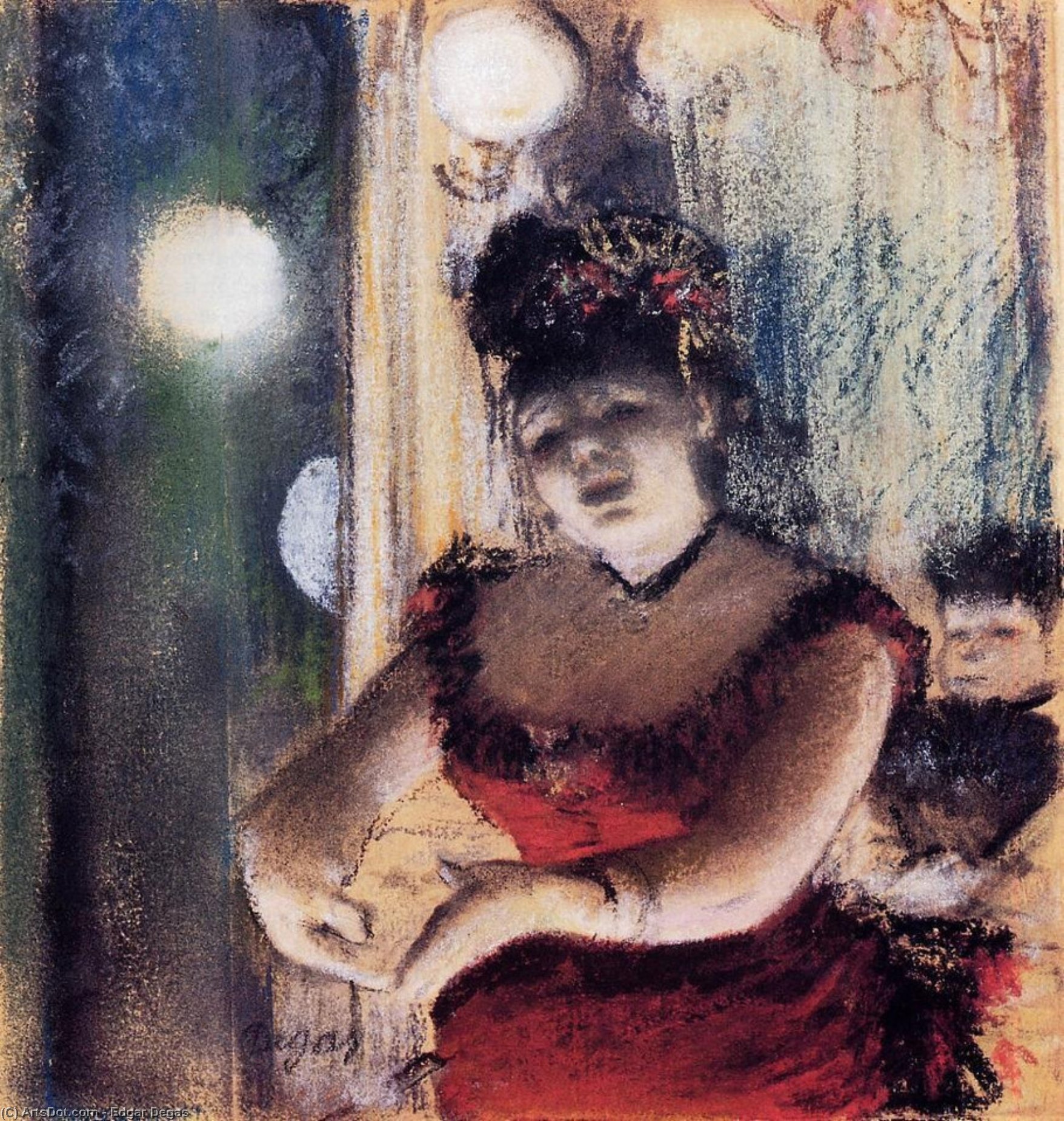 WikiOO.org - אנציקלופדיה לאמנויות יפות - ציור, יצירות אמנות Edgar Degas - Singer in a Cafe-Concert