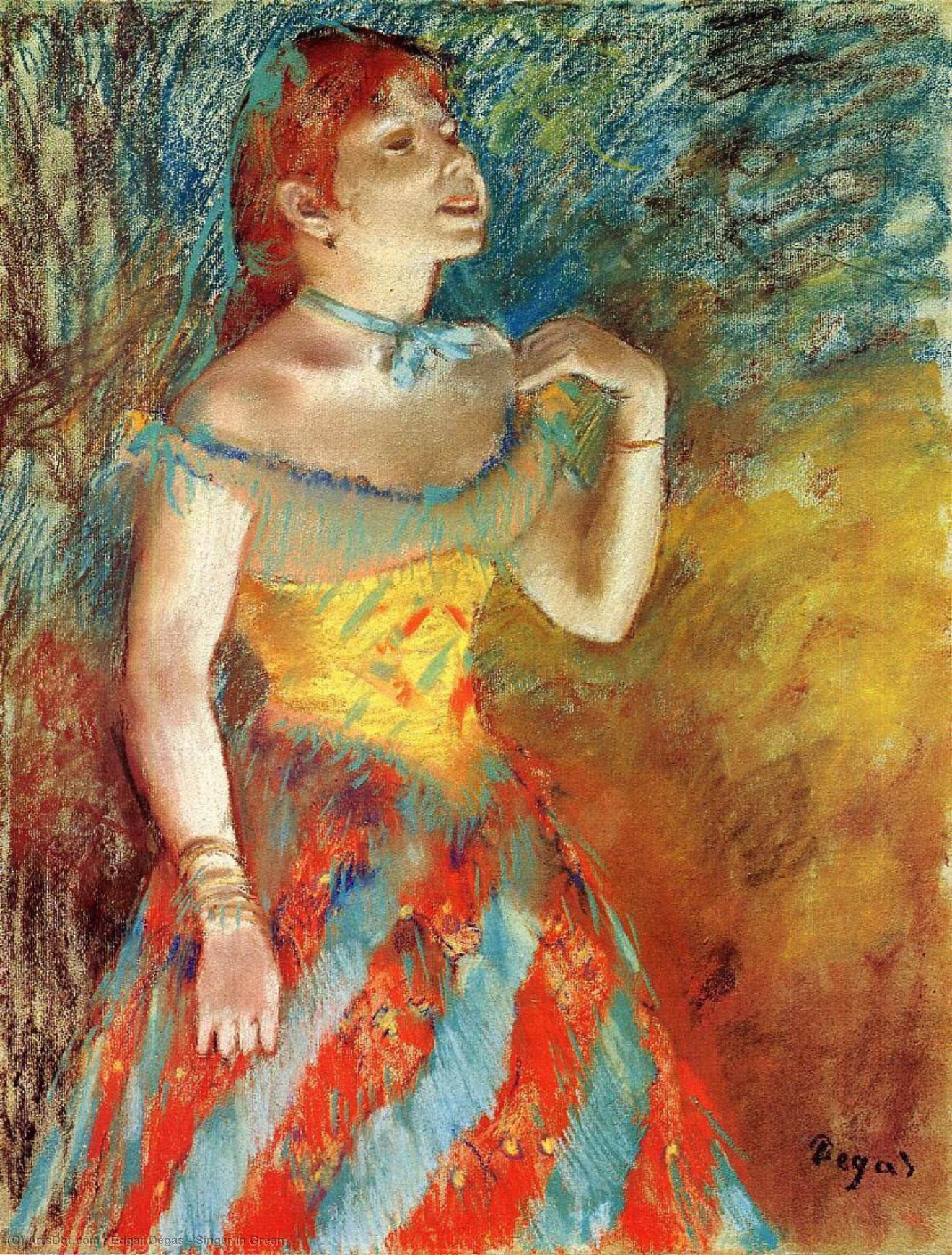 Wikioo.org - The Encyclopedia of Fine Arts - Painting, Artwork by Edgar Degas - Singer in Green