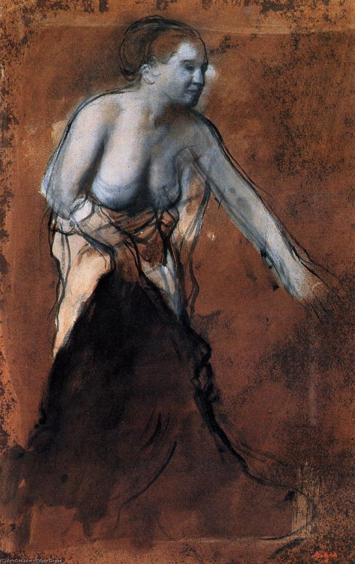 WikiOO.org - Encyclopedia of Fine Arts - Maalaus, taideteos Edgar Degas - Standing Female Figure with Bared Torso