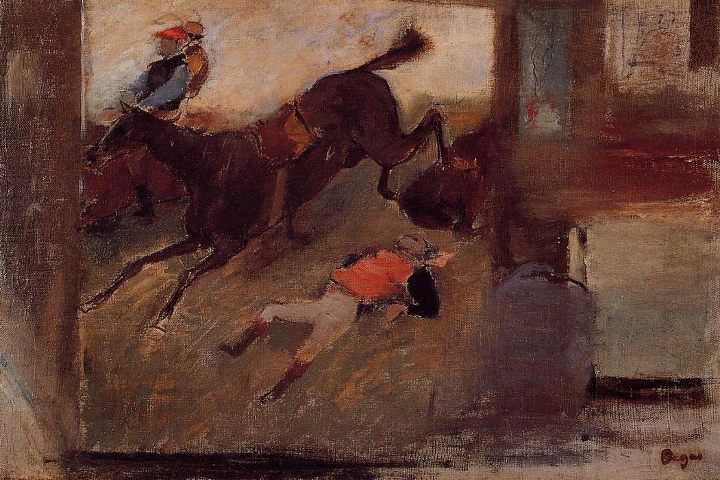 Wikioo.org - The Encyclopedia of Fine Arts - Painting, Artwork by Edgar Degas - Studio Interior with 'The Steeplechase'