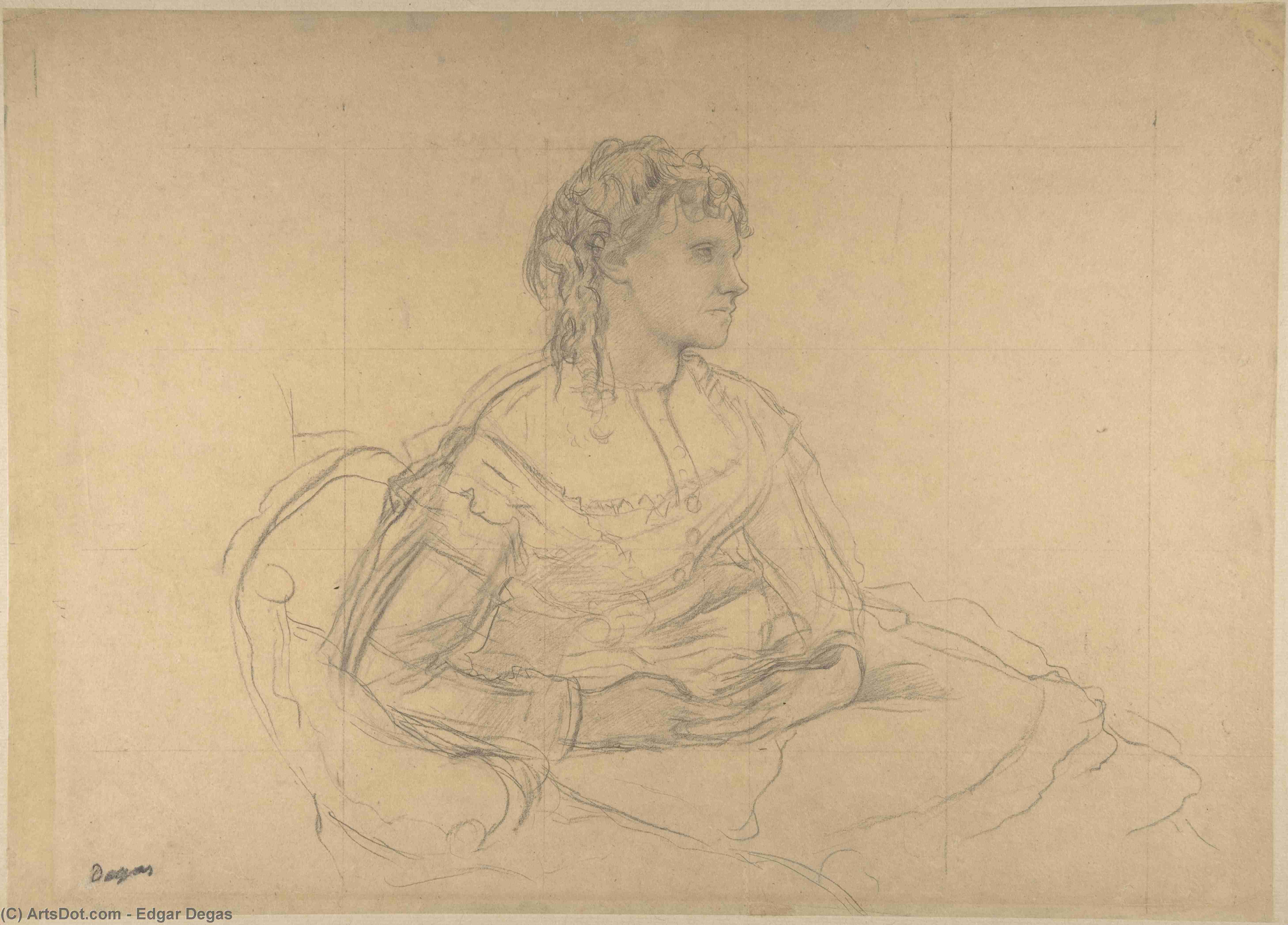 Wikioo.org – La Enciclopedia de las Bellas Artes - Pintura, Obras de arte de Edgar Degas - estudio para la señora théodore gobillard ( yves soltera morisot )