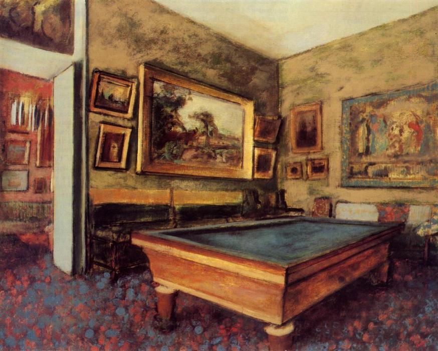 Wikioo.org - The Encyclopedia of Fine Arts - Painting, Artwork by Edgar Degas - The Billiard Room at Menil-Hubert