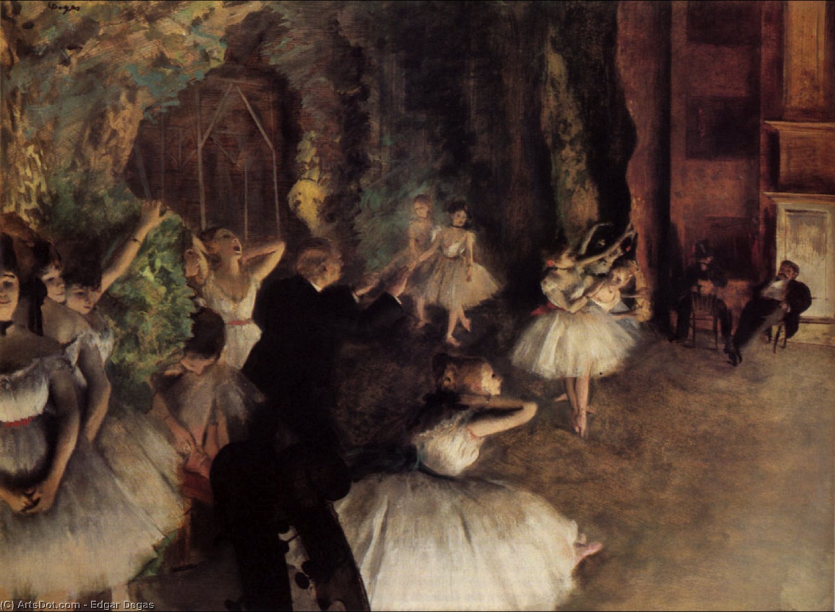 WikiOO.org - Encyclopedia of Fine Arts - Maľba, Artwork Edgar Degas - The Rehearsal of the Ballet on Stage