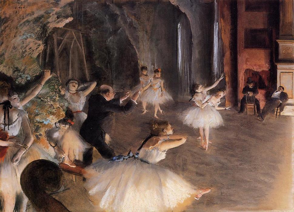 Wikoo.org - موسوعة الفنون الجميلة - اللوحة، العمل الفني Edgar Degas - The Rehearsal on Stage