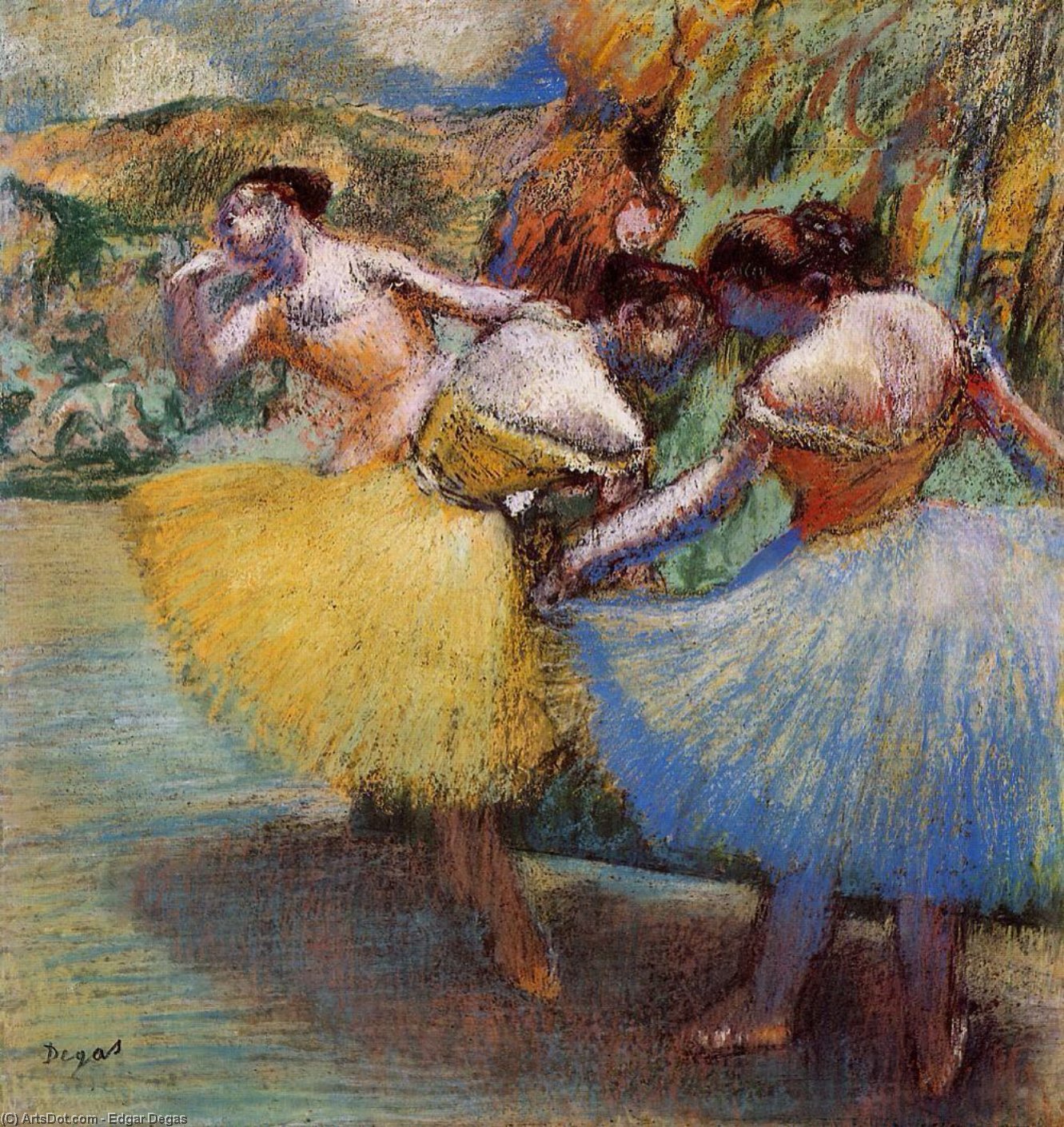 WikiOO.org - Encyclopedia of Fine Arts - Maleri, Artwork Edgar Degas - Three Dancers 1