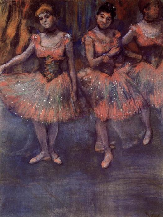 Wikioo.org - Bách khoa toàn thư về mỹ thuật - Vẽ tranh, Tác phẩm nghệ thuật Edgar Degas - Three Dancers before Exercise