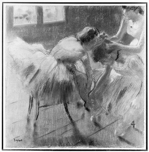 Wikioo.org - The Encyclopedia of Fine Arts - Painting, Artwork by Edgar Degas - Three Dancers Preparing for Class