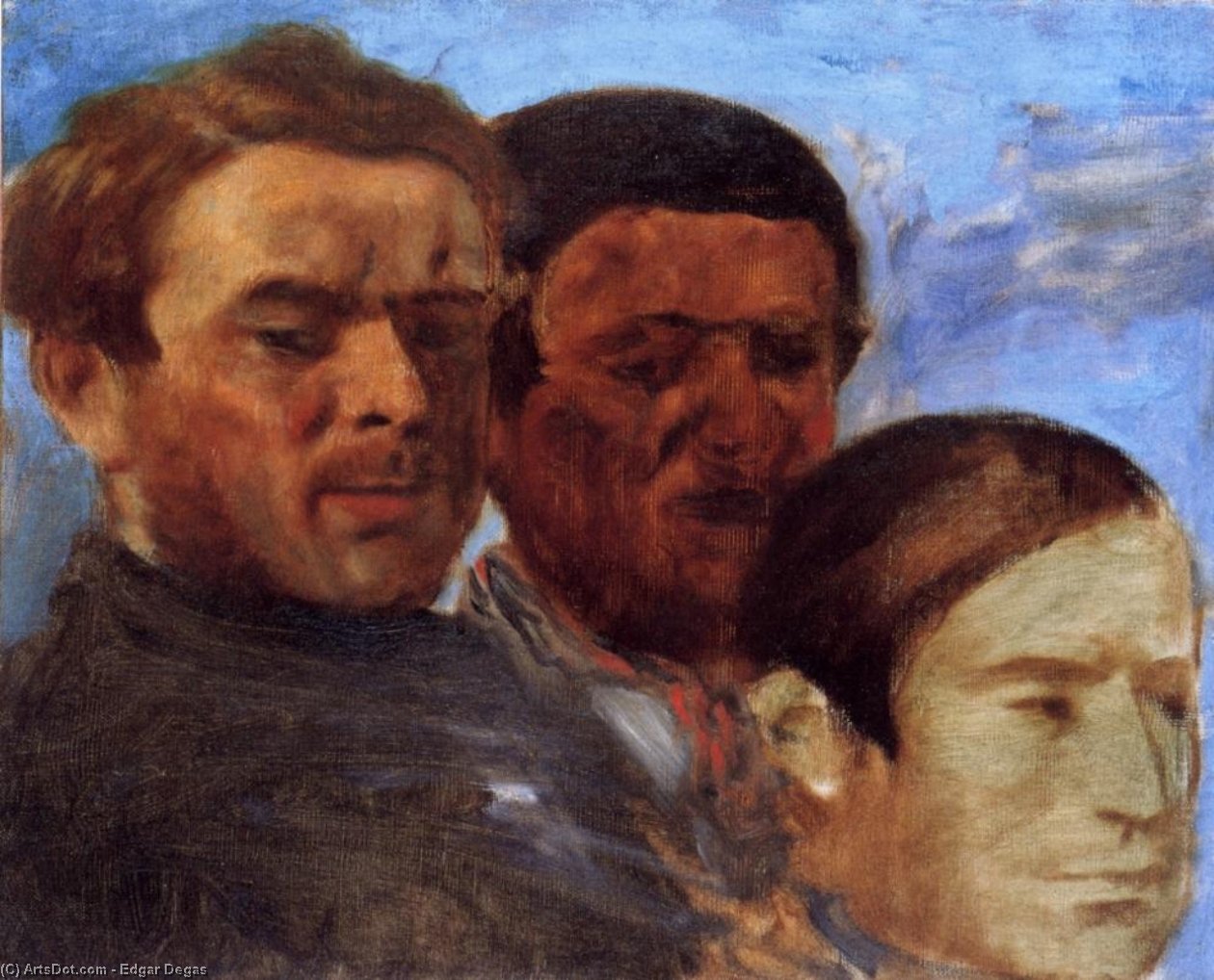 WikiOO.org - دایره المعارف هنرهای زیبا - نقاشی، آثار هنری Edgar Degas - Three Heads