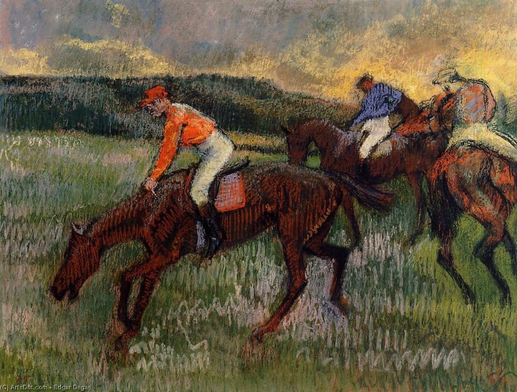 Wikioo.org – L'Enciclopedia delle Belle Arti - Pittura, Opere di Edgar Degas - Tre Jockeys