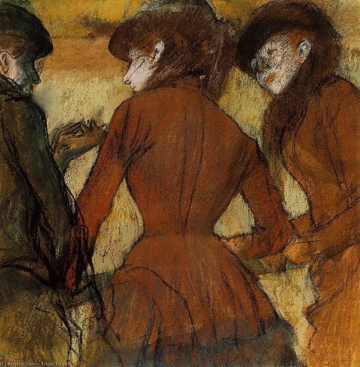 Wikioo.org – L'Enciclopedia delle Belle Arti - Pittura, Opere di Edgar Degas - tre donne alle corse