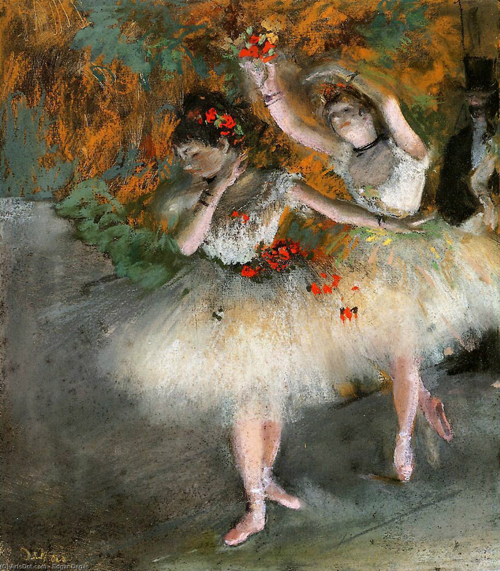 Wikioo.org - Die Enzyklopädie bildender Kunst - Malerei, Kunstwerk von Edgar Degas - zwei tänzer eingegeben  der  etappe