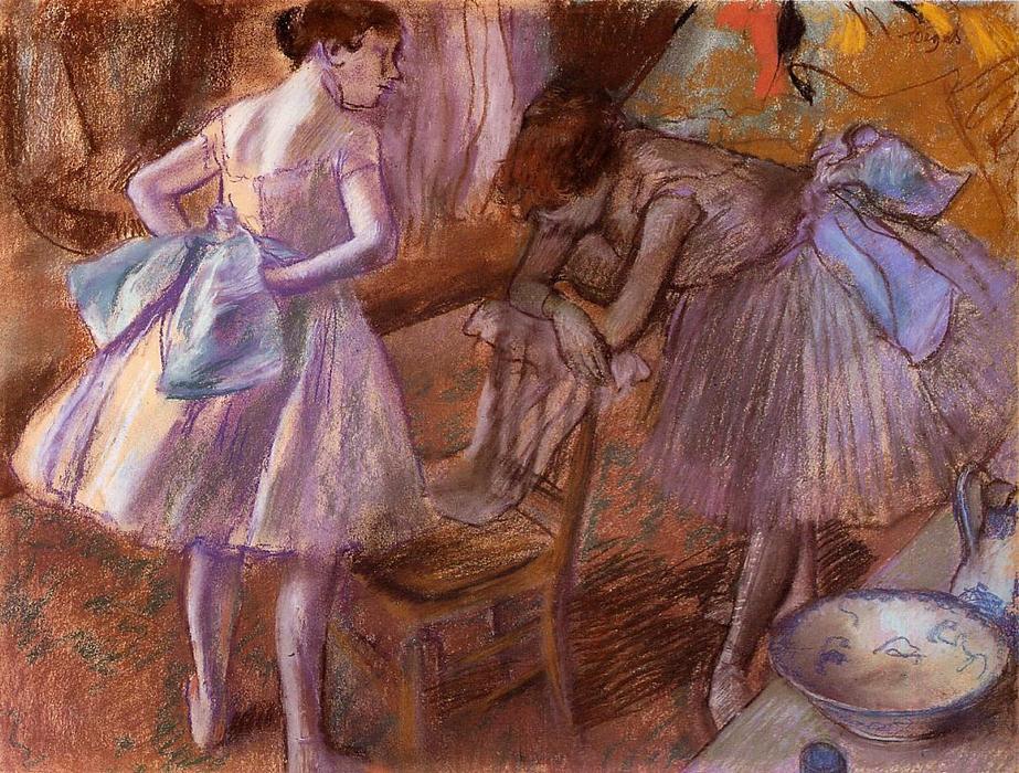 Wikioo.org – L'Enciclopedia delle Belle Arti - Pittura, Opere di Edgar Degas - due ballerini come  il loro  medicazione  camera