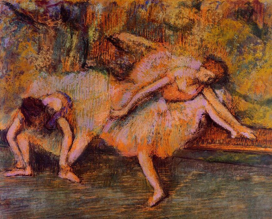 Wikoo.org - موسوعة الفنون الجميلة - اللوحة، العمل الفني Edgar Degas - Two Dancers on a Bench