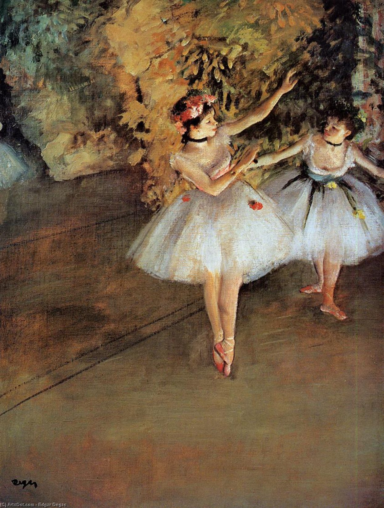 Wikioo.org - The Encyclopedia of Fine Arts - Painting, Artwork by Edgar Degas - Two Dancers on Stage