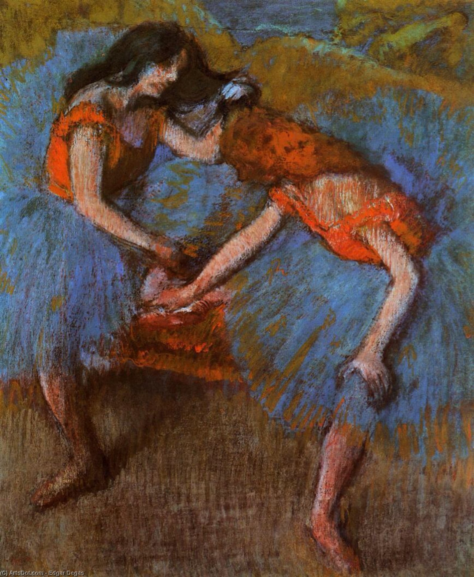 Wikoo.org - موسوعة الفنون الجميلة - اللوحة، العمل الفني Edgar Degas - Two Dancers with Yellow Corsages